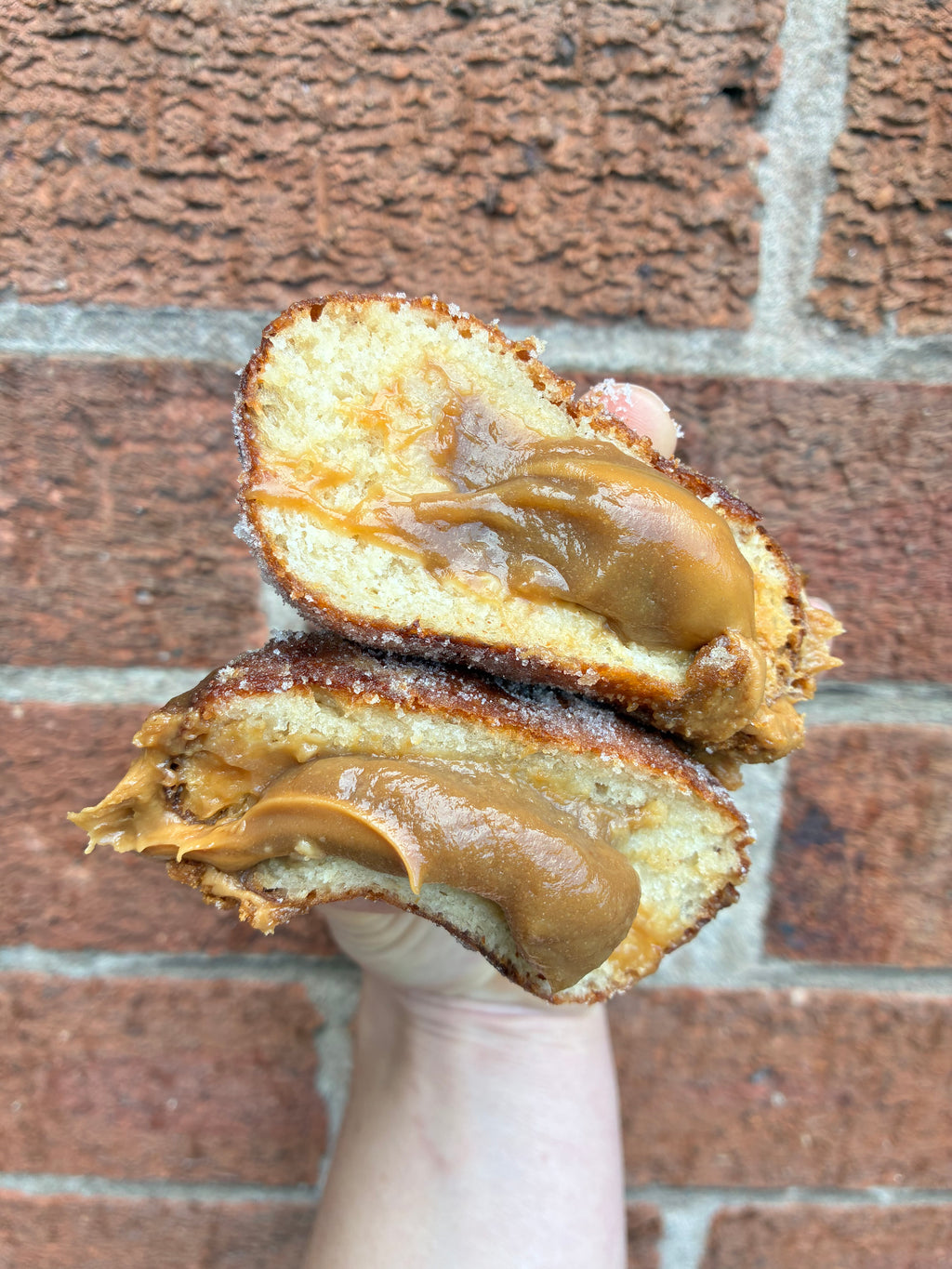 Sourdough Peanut Butter Caramel Bombolini