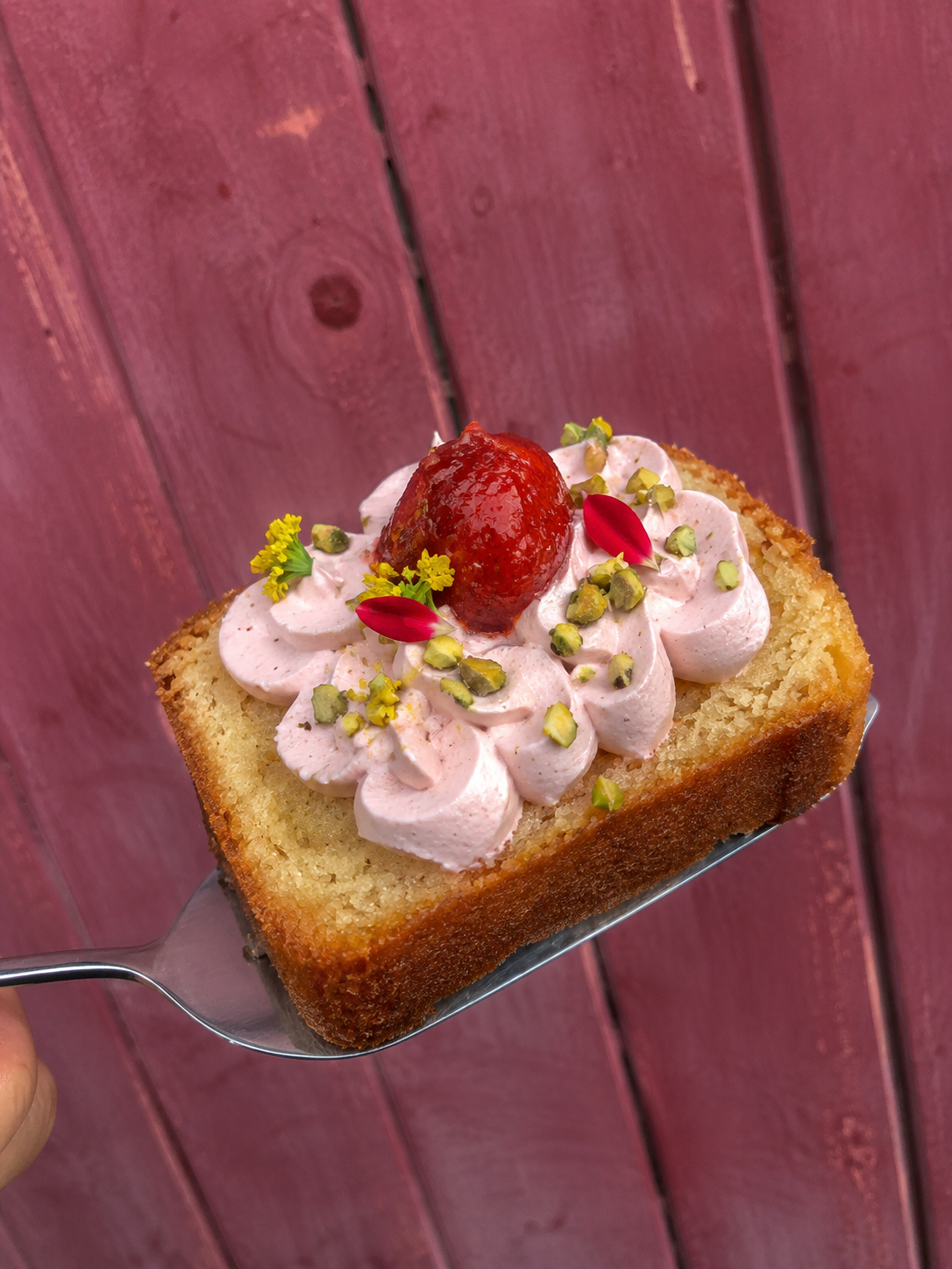 Strawberry pistachio pound cake