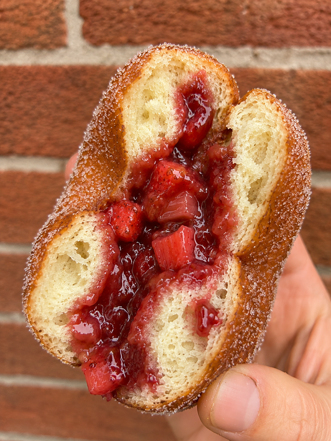 Sourdough Rhubarb & Strawberry Bombolini
