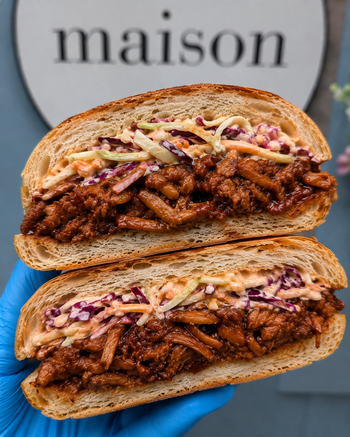 BBQ Pulled “pork" ciabatta