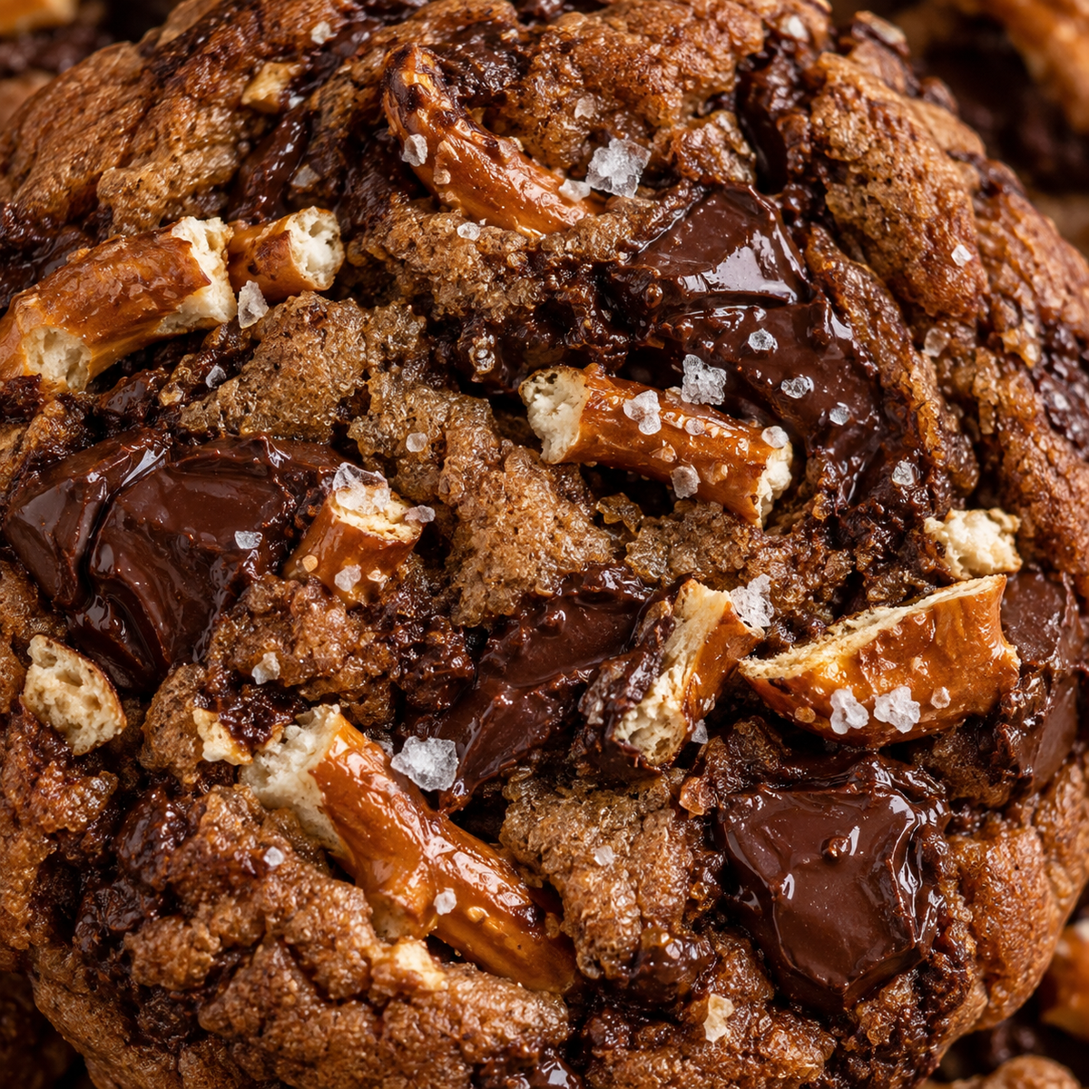 Dark chocolate pretzel cookie