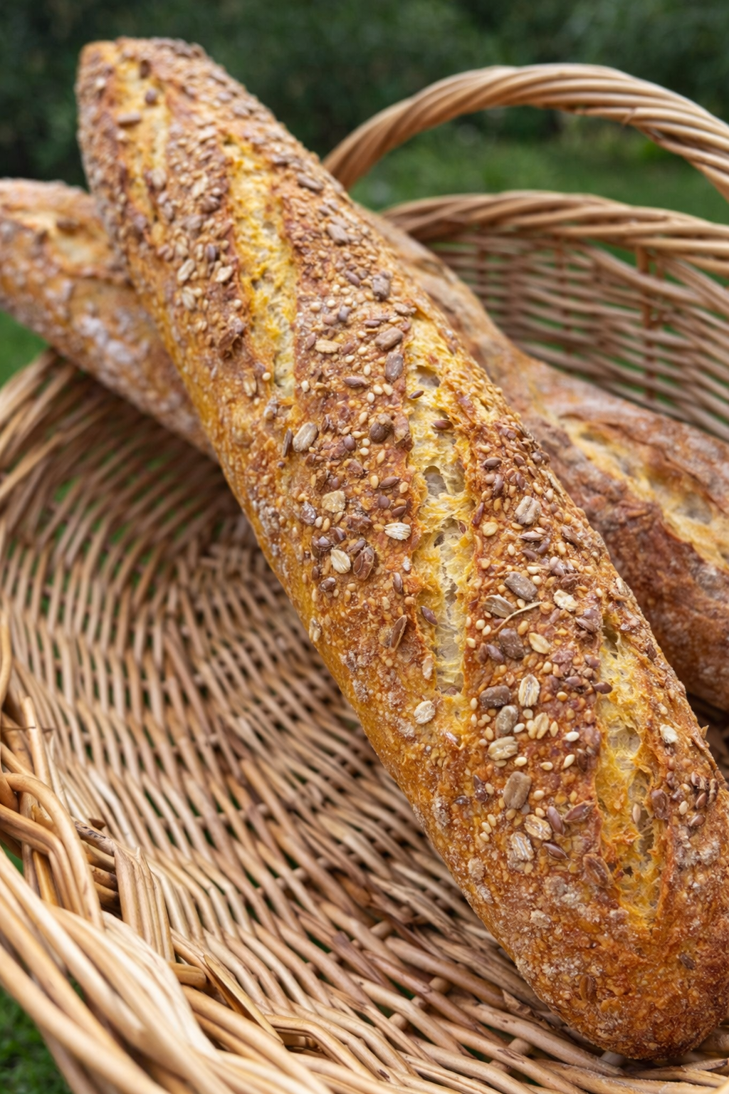 Turmeric seeded sourdough baguette