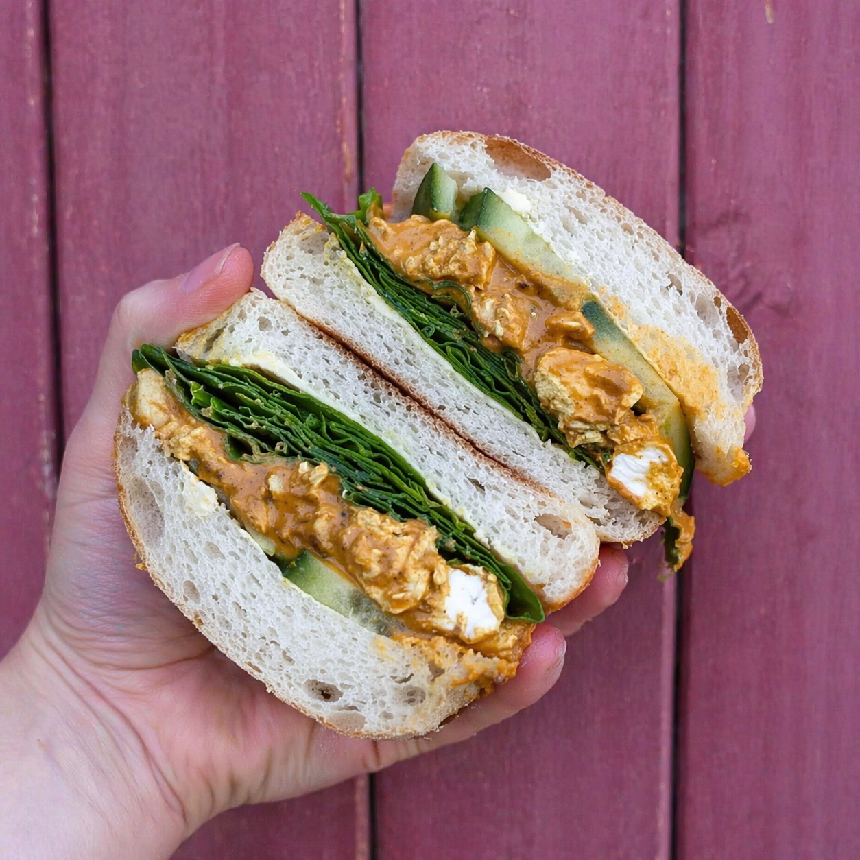 Coronation chick'n ciabatta